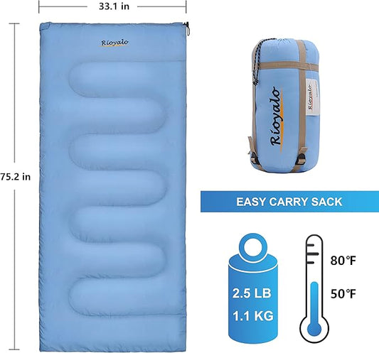 3 Season Ultralight Backpacking Sleeping Bag | Cool/Warm Weather Lightweight Camping Sleeping Bags for Adult | Compact Hiking Sleeping Bags with Compression Sack in Rectangular - 75 X 33 in