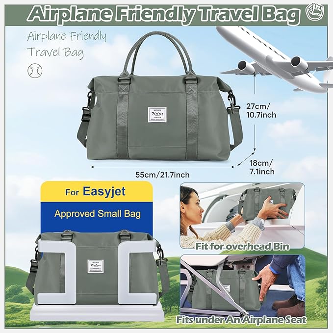 Travel Duffel Bag, Weekender Bags for Women, Overnight Gym Carry On Tote Bag with Wet Pocket, Hospital Mom Bag for Labor and Delivery - Green