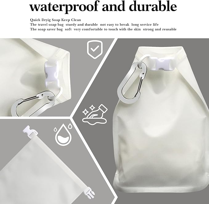 6 Pcs Travel Soap Bag, Waterproof Leakproof Quick Dry Bar Soap Travel Container, Soap Saver Pouch for Camping, Hiking, Hotel Essentials, Portable Soap Holder Travel Case, Soap Travel Bag