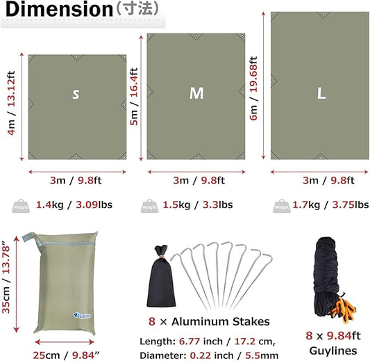 Azarxis Waterproof Camping Tent Tarp Hammock Rain Fly Footprint Ground Cloth Shelter Sunshade Beach Picnic Blanket Mat for Outdoor Camping Park Lawn