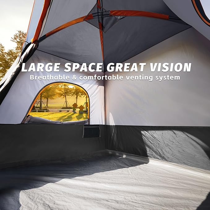 UNP 2/4/6/8 Person Tent, Portable Cabin Tent, Camping Tent 4-Person Easy Set Up, Waterproof with Top Rainfly for Outdoor Camping/Hiking