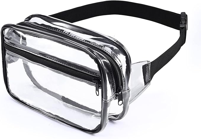 ORIA Clear Fanny Pack, Stadium Approved Waist Pack for Women Men, Waterproof Clear Waist Bag, Transparent Adjustable Belt Bag for Sports, Travel, Beach