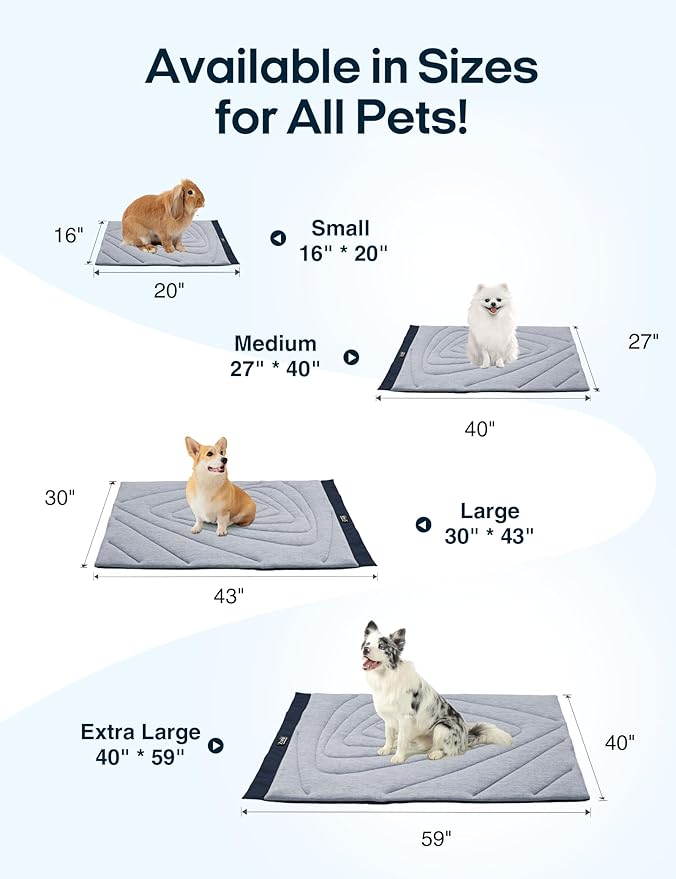 ZonLi Dog Cooling Mat, 59" x 40"Extra Large, Waterproof Cooling Pad for Dogs & Cats, Portable & Durable Pet Mat for Crate, Trunk, Camping, Outdoors, Machine Washable, Tidal Blue