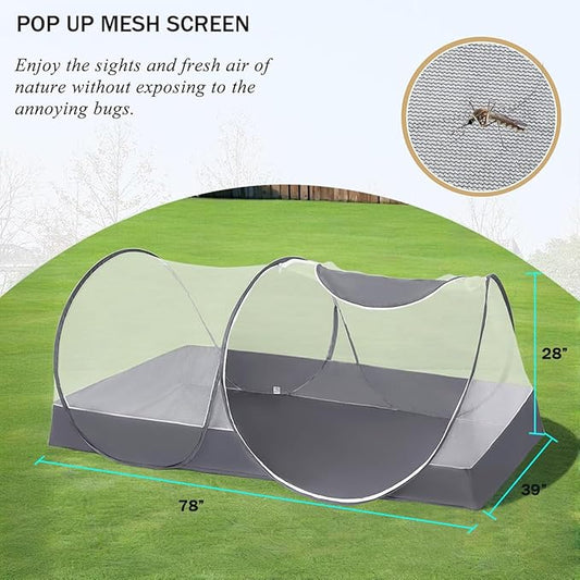 Akiky Pop Up Mosquito Tent,Large Folding Mosquito Netting with Net Bottom for Free Installation-Portable Foldable Mosquito Net for Twin Size Bed Camping Travel