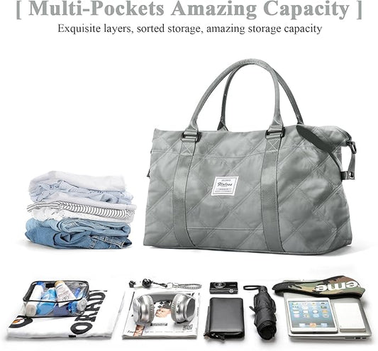 Travel Duffel Bag,Sports Tote Gym Bag,Shoulder Weekender Overnight Bag for Women