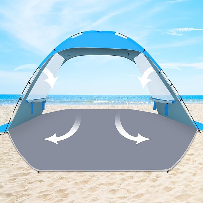 Gorich Beach Tent Sun Shelter for 3/4-5/6-7/8-10 Person with UPF 50+ UV Protection, Lightweight & Easy Setup Beach Shade Canopy, Portable Beach Shade Tent Beach Cabana