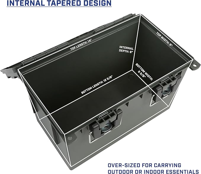 Sheffield 12765 4-Pack XL Ammo Storage Box, Stackable .50 Cal Field Boxes, Water and Dust Resistant, Lockable Storage Box with Handle, Heavy Duty Protection for Hunting Gear, Made in the USA, Green