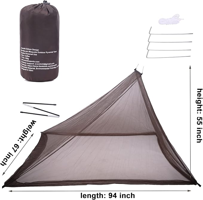 No-See-Ums Camping Mosquito Net Bed Compact and Ultra-Light for Travel,Finest Holes Mesh 2000 Noseeum Netting for Camping and Hiking, Without Sleeping Mat