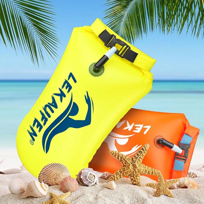 Swim Buoy for Open Water 2 Pack, 20L Swim Safety Float Waterproof Dry Bag for Swimmers Triathletes Kayakers Snorkelers, Swimming Pull Buoy for Safer Swim Training