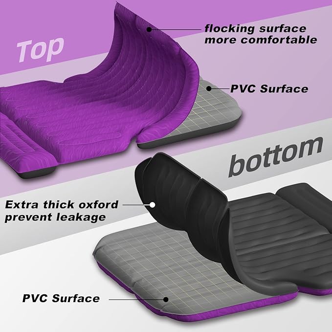 Umbrauto SUV Camping Air Mattress Bed for Mid-to-Full Size SUVs, Inflatable Car Sleeping Airbed for Fold-Down Backseat Back Trunk, with Air Pump, Pillows and Carry Bag