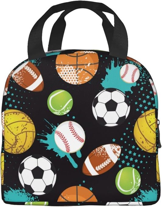 VOOHDDY Sport Ball Cool Insulated Lunch Bag For Men Women Reusable Lunch Box Container Waterproof Portable Cooler Thermal Tote Bag For Work Office Picnic Beach Travel