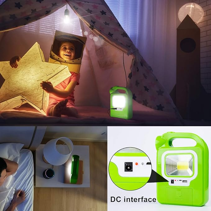 Solar Lantern Camping Essentials Accessories Lights, Rechargeable LED Flashlight for Power Outages, Tent Lights for Emergency, Hurricane, Survival Kits, Operated Lamp, Charging for Device