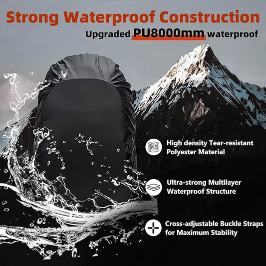 Frelaxy Waterproof Backpack Rain Cover, 8000mm Waterproof Level, Upgraded Ultra-Strong Multilayer Structure, Antislip Cross Buckle Strap, Ultralight Compact Portable, for Hiking, Camping, Traveling