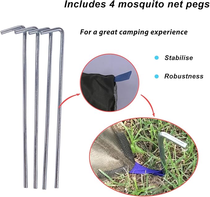Mosquito Net Tent,7.2x3.9x3.28 FT Outdoor Mosquito Net for Camping and Hiking with Tent pegs,Bug Net,Bed Net,Mosquito Tent,Bed Tent,Bug Netting for Bed without Sleeping Mat(Green)