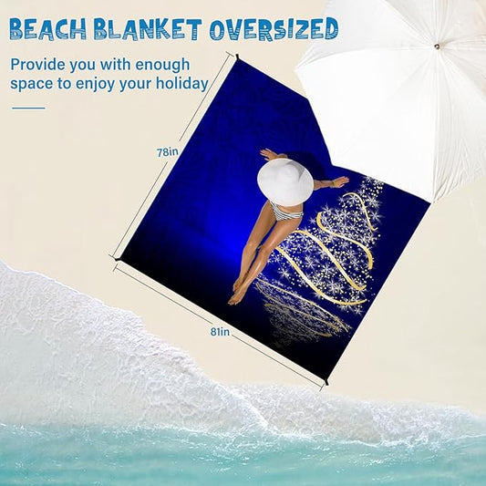 Beach Blanket Waterproof Sandproof 1-7 Adult Oversized 78 '' × 81 '' Lightweight Durable Compact Sand Free Beach Mat for Travel Camping Hiking Picnic Blanket Extra Large