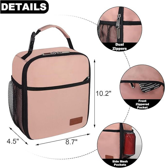 Femuar Lunch Box for Men Women Adults, Small Lunchbox for Work Picnic - Reusable Lunch bag Portable Lunch tote, Light Pink