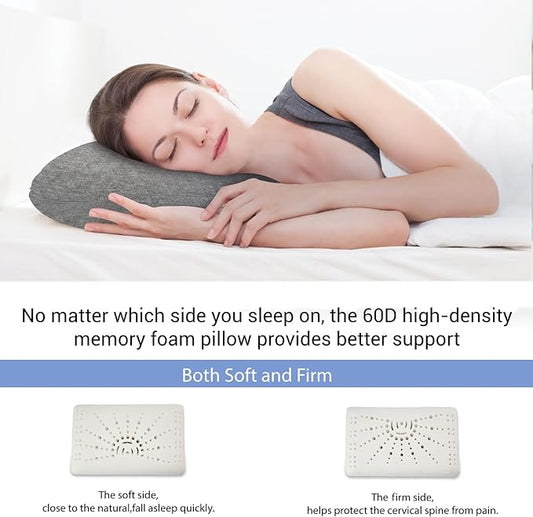 Travel & Camping Memory Foam Pillow, Travel Essentials, Hammock Pillows with Double-Layered Pillow Cover, Easy to Clean, Compact Travel Pillows for Sleeping (Grey)