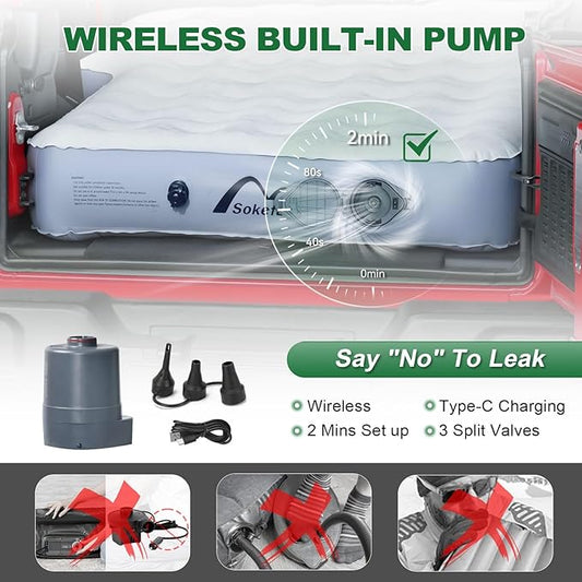 Jeep Wrangler Air Mattress Jeep Mattress with Wireless Air Pump Large SUV Air Mattress,Jeep Wrangler Bed 10inch SUV Camping Bed for JK JKU JL JLU Unlimited 4 Door