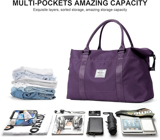 Travel Duffel Bag,Sports Tote Gym Bag,Shoulder Weekender Overnight Bag for Women