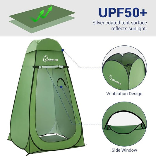 WolfWise Pop Up Privacy Shower Tent Portable Outdoor Sun Shelter Camp Toilet Changing Dressing Room