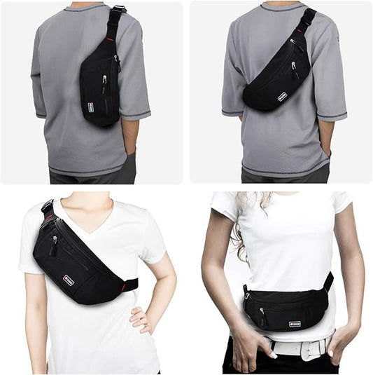 2 Packs Fanny Packs for Men and Women, Water Resistant Sports Waist Pack Bag Hip Bum Bag for Travel Hiking Running