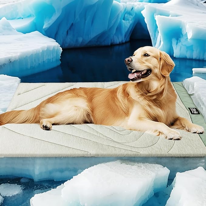 ZonLi Dog Cooling Mat, 59" x 40"Extra Large, Waterproof Cooling Pad for Dogs & Cats, Portable & Durable Pet Mat for Crate, Trunk, Camping, Outdoors, Machine Washable, Ice Green