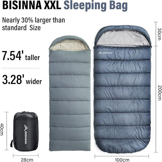 BISINNA XXL Sleeping Bag(90.55"x39.37") for Big and Tall Adults,3-4 Seasons Plus Size Warm and Comfortable Waterproof Lightweight Sleeping Bag Great for Camping Backpacking Hiking Indoor & Outdoor