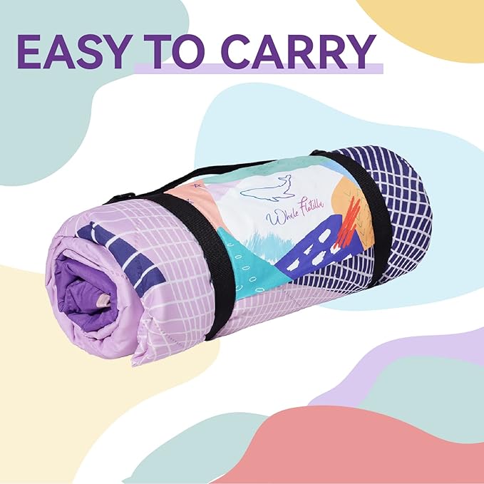 Whale Flotilla Extra Large Waterproof Picnic Blankets 60"x80", Foldable Lightweight Outdoor Blanket for Camping, Hiking, Traveling, Soft Portable Easy to Clean Picnic Mat for Beach Grass Park, Purple