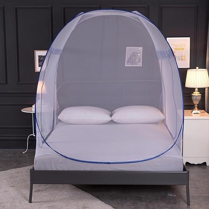 Mosquito Net for Bed, Folded Size 12 inch Portable Camping Travel Mosquito Net, Pop Up Mosquito Tent with Double Entry for King Queen Size Bed (Folded 17 Inch, 71"x79"x59")