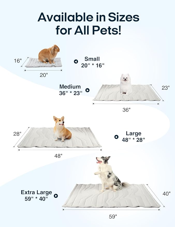 ZonLi Dog Cooling Mat, 20" x 16"Small, Reversible Cooling Pad for Cats & Rabbits (Cool & Warm), Durable & Machine Washable, Pet Mat for Crate, Kennel, Bed, Sofa, Arctic Grey