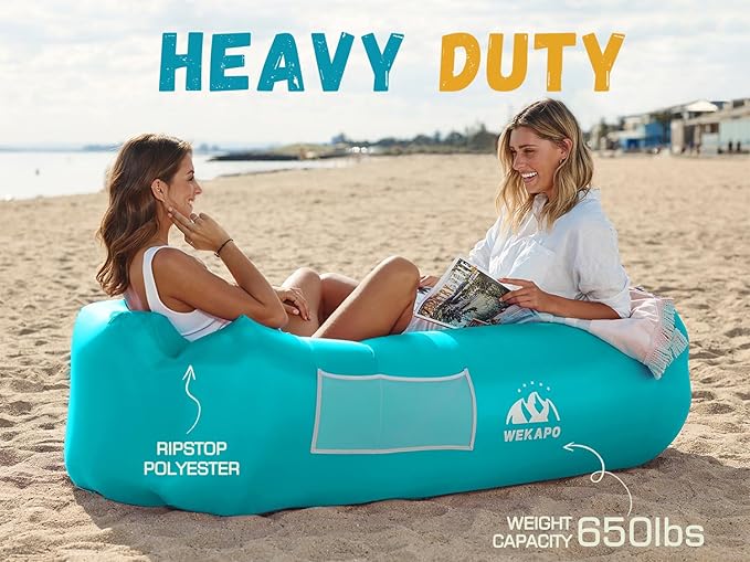 WEKAPO Inflatable Lounger Air Sofa Hammock-Portable,Water Proof& Anti-Air Leaking Design-Ideal Couch for Backyard Beach Traveling Camping Picnics & Music Festivals