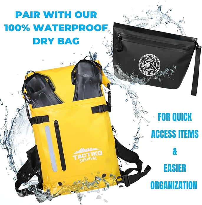 Tactiko Heavy-Duty 2L Splash Water Resistant Zipper Pouch - Hold-All Organizer for Dry Bags, Travel Bags