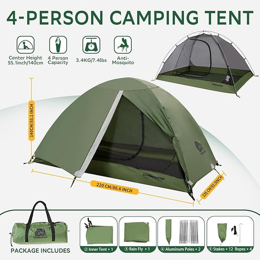 1/2 Person Backpacking Tent for Camping - Ultralight & Waterproof Outdoor Camping Tent, Easy Set Up Compact Tent for 3 Season, Lightweight Tents for Hiking by Underwood Aggregator