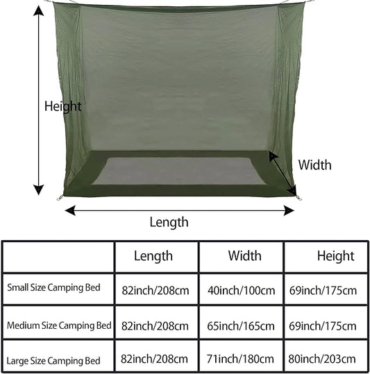 Aventik No-See-Um Premium Rectangular Camping Mosquito Net, The Ultra-Fine Mesh Olive-Green Easy to Carry&Easy Installation for Double Bed, Hammocks or Camping Use (82x40x69in/208x100x175cm)