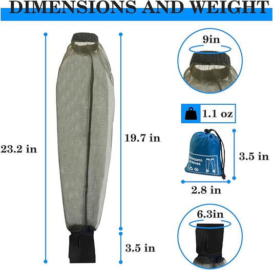 South to East Premium Mosquito Sleeves for Insect, 2 Pack, Fly & Bug Protection | No-See-Um Net for Camping, Hiking, Fishing, Gardening, Safari, Arm Nettng for Adults, 1 Carrybag