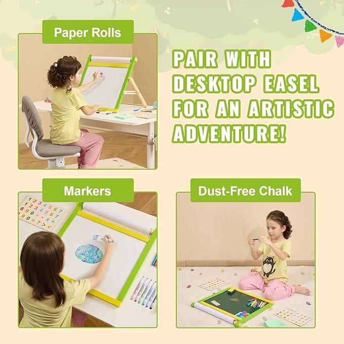 VEVOR Easel Accessory Set, 32 PCS Kid's Art Easel Painting Kit Including Chalks, Dry-Erase Markers & Paper Rolls, Supplies Set for Tabletop Art Easel, Painting Accessories for Toddlers Boys and Girls