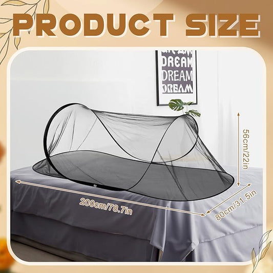 2 Pcs 78 * 31 * 22 Inch Large Pop up Mosquito Tent Portable Folding Mosquito Net Anti Mosquito Bed Canopy Fly Tent Adjustable Mosquito Nets for Adults Baby Bed Camping Travel Patio Blacck