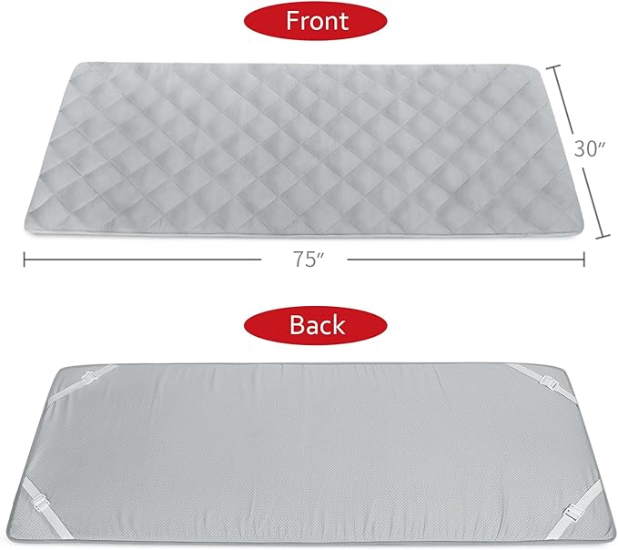 Quilted Foam Mattress Topper Pad, Non-Slip Super Soft Comfortable 75"x30", Cool Sleeping Pad for Camp Cot/RV Bunk/Narrow Twin Beds