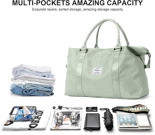 Travel Duffel Bag,Sports Tote Gym Bag,Shoulder Weekender Overnight Bag for Women