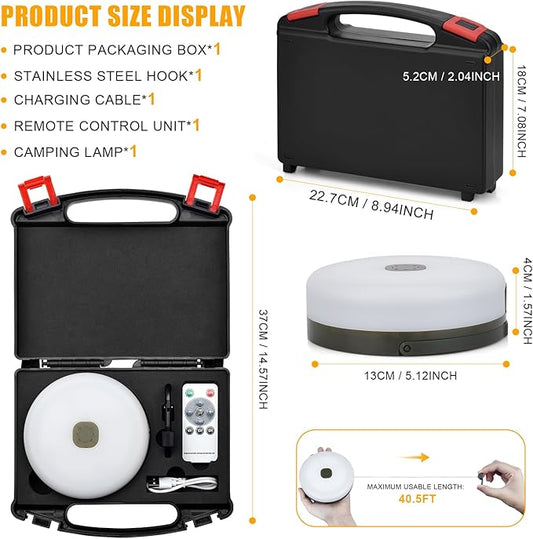 Solar Camping String Lights,40.45FT Fairy String Lights with 10 Lighting Modes,Portable Waterproof Camping Lamp with Remote Control,Solar Power and USB Rechargeable Camping Lights for Yard Hiking