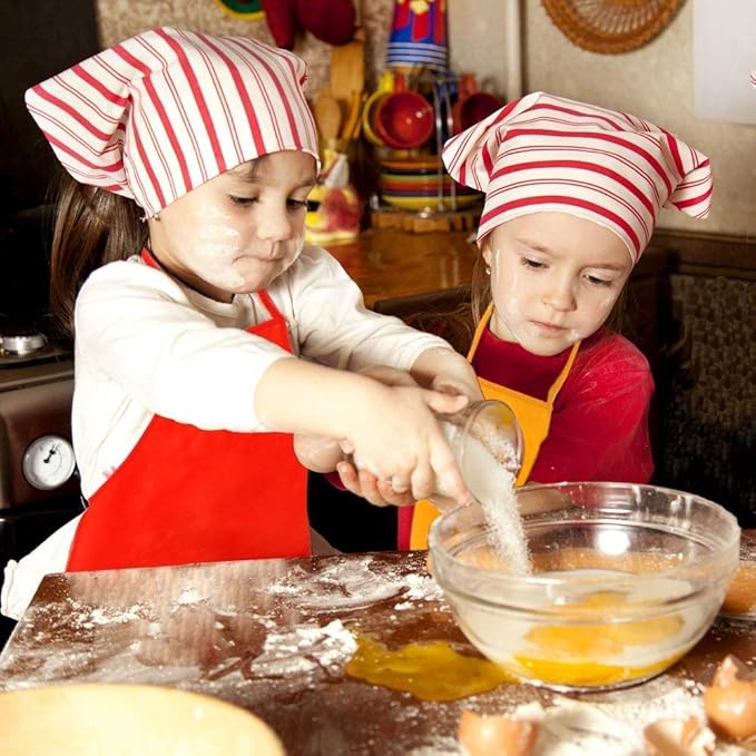 16 Pieces Children Kids Art Smock Painting Aprons & Chef Hats for Kitchen, Classroom, Community Event, Crafts and Art Painting Activity,Kid's Size(M 2-9 Year)