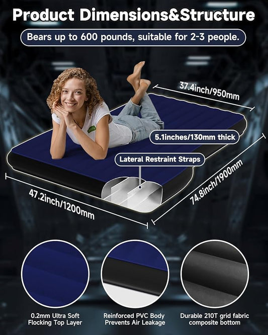 Umbrauto Air Mattress for Tesla Model Y, Inflatable Camping Airbed for SUV Trunk, Fodable Sleeping Pad with Air Pump and Storage Bag for Road Trip Travel