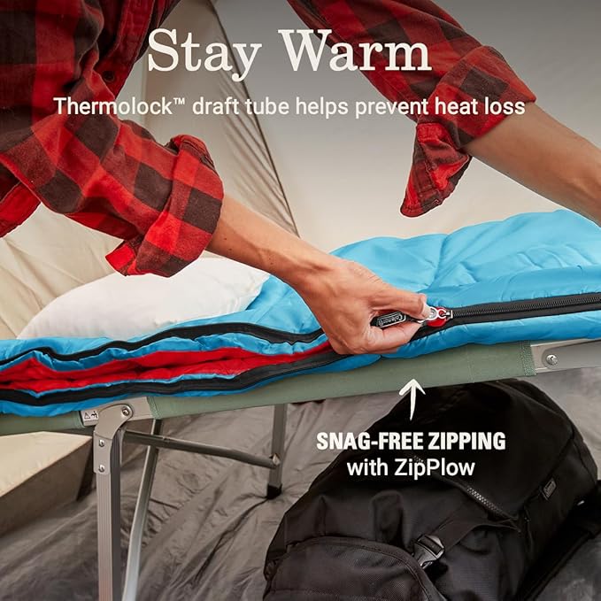 Coleman Flatlands Sleeping Bag, Made from 100% Recycled Material, Cool Weather Adult Sleep Sack
