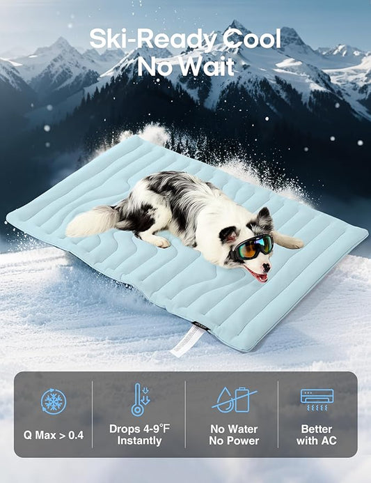 ZonLi Dog Cooling Mat, 20" x 16"Small, Reversible Cooling Pad for Cats & Rabbits (Cool & Warm), Durable & Machine Washable, Pet Mat for Crate, Kennel, Bed, Sofa, Polar Blue