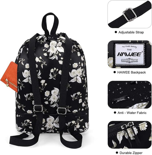 Dry Wet Drawstring Backpack with Shoe Compartment for Women Adjustable Gym Bag