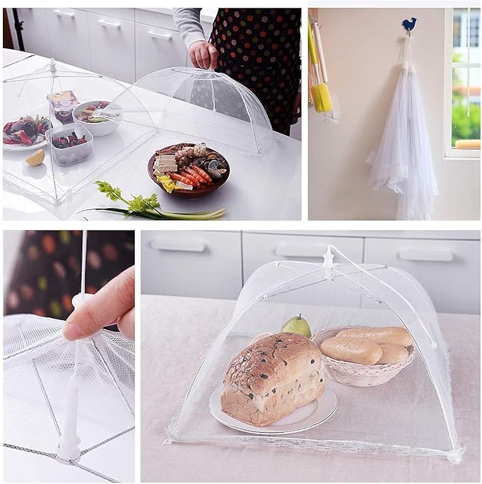 (3Pack) Pop-up Picnic Food Tent Covers, 17x17Inch Foldable Mesh Screen Food Covers for Outdoors, Reusable Food Cover Net Keep Out Flies, Mosquitoes…
