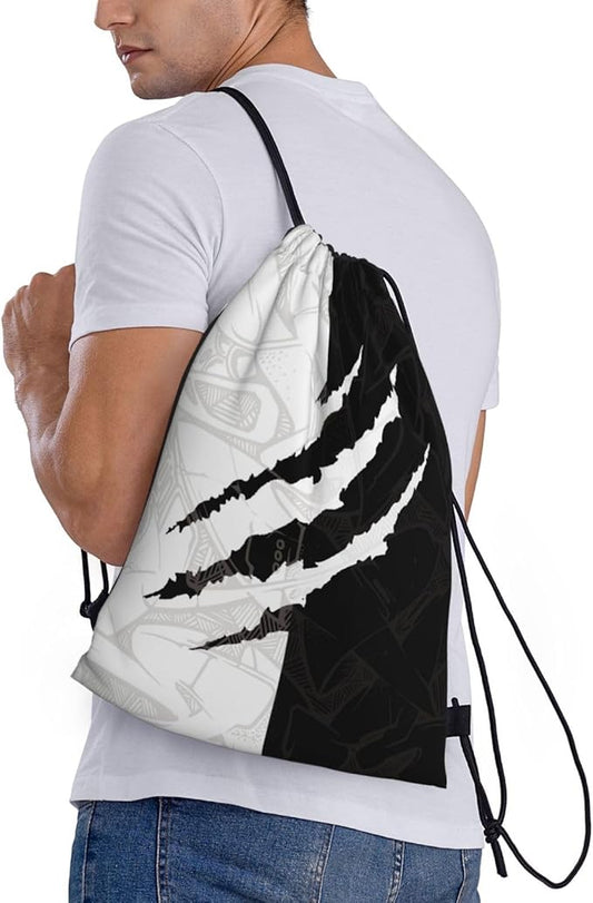 Cool Drawstring Bags Scratch Pattern Art Design Sport Gym Sack Drawstring Bag Black White Yin and Yang Design Stylish String Bag Yoga Bag for Men Women