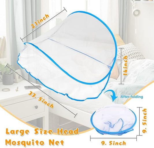 Portable Mosquito Net Tent, Folding Mosquito Head Net, Pop Up Mosquito Tent Netting for Bedding Camping Traveling Patio (1 Pack, Large)