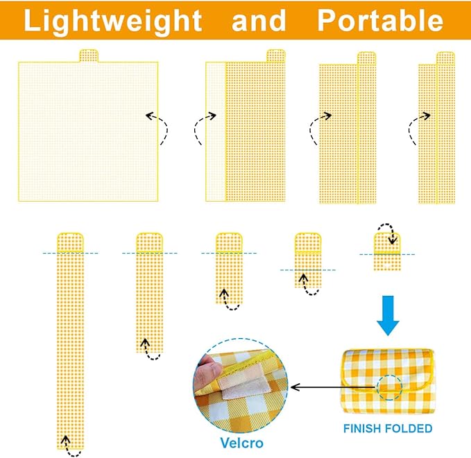 ZHUYNXIR Extra Large Picnic Blanket, 87x87 inch Waterproof Picnic Blanket, Gingham Picnic Mat for Beach, Camping Grass Picnic Blankets.