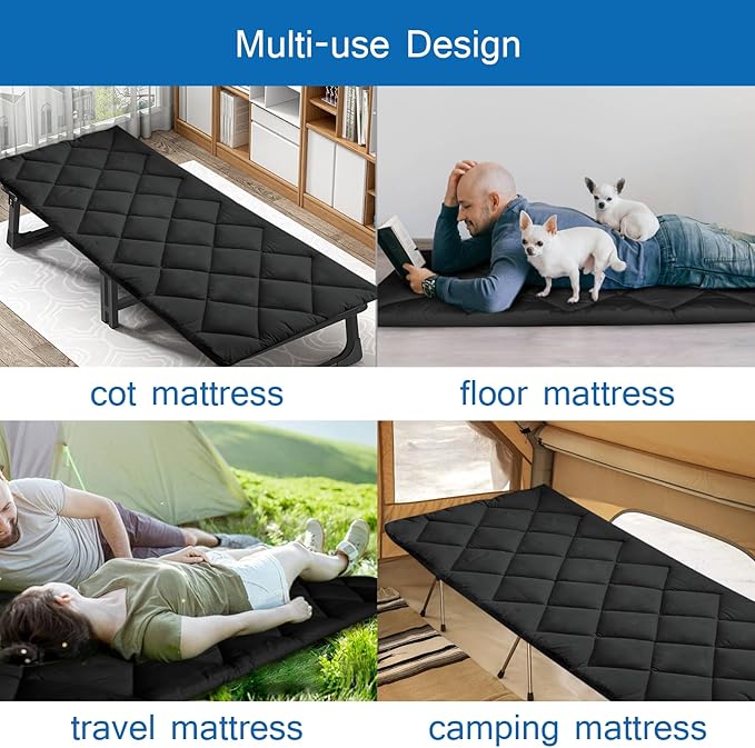 Cot Mattress Pad (Improved Thickness) Quilted Cot Pads for Camping, Sleeping Mattress Topper 30" X 75" for Camp/Rv Bunk/Narrow Twin Beds